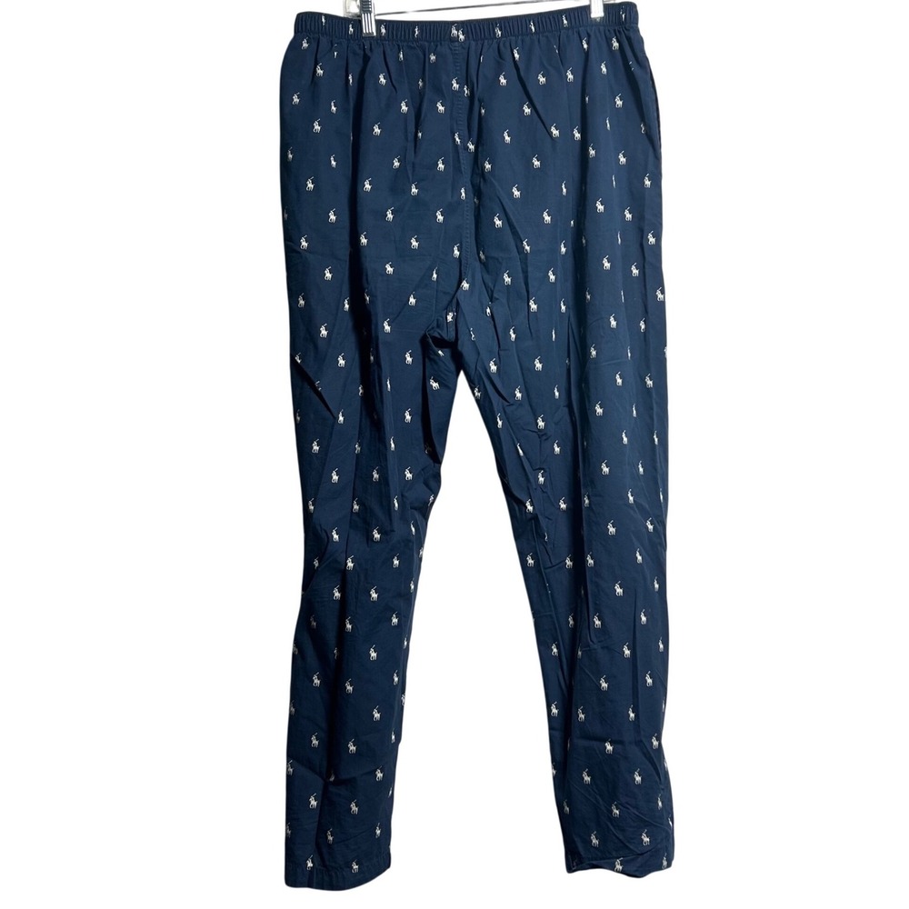 Polo Ralph Lauren Mens XL Navy Blue Cotton Pony Logo Pajama Sleep Pants XL 40-42 - Picture 4 of 6